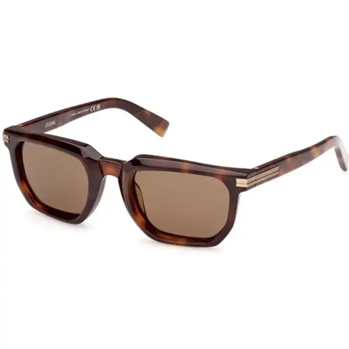 Dunkles Havana Roviex Sonnenbrille Ez0240 52J - Ermenegildo Zegna - Modalova