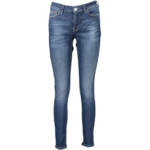 Bestickte Mid Rise Skinny Jeans , Damen, Größe: W25 L30 - Tommy Hilfiger - Modalova