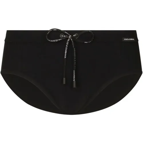 Schwarze Lycra-Unterwäsche mit Logo-Frontband - Dolce & Gabbana - Modalova