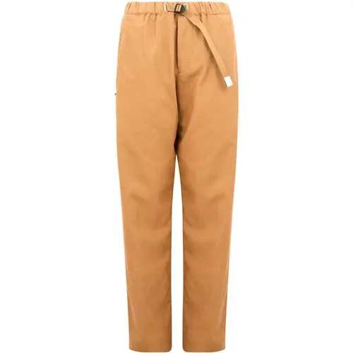 Camel Cotton Trousers with Belt , male, Sizes: XL, S - White Sand - Modalova