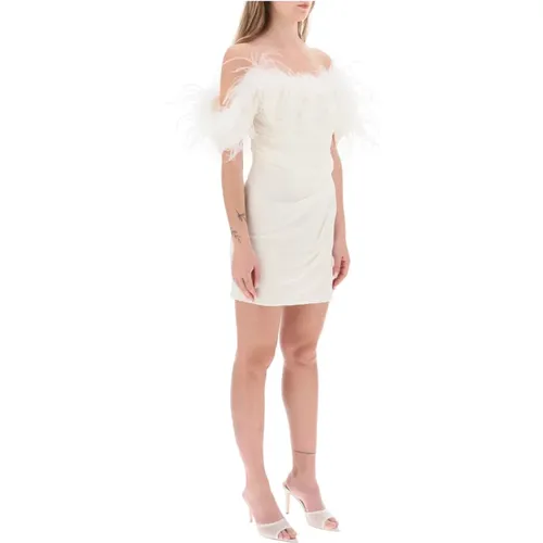 Off-Shoulder Mini Dress with Feathers , female, Sizes: XS - Giuseppe Di Morabito - Modalova