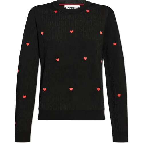 Pullover mit gesticktem Muster - Moschino - Modalova