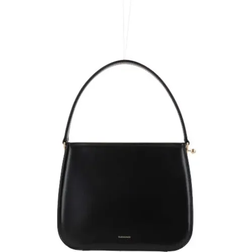 Schwarze Handtasche aus glattem Leder mit goldener Hardware - Salvatore Ferragamo - Modalova