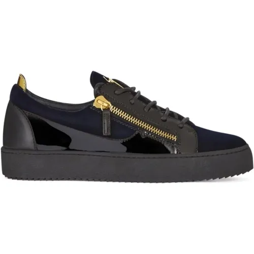 Velvet Sneakers with Gold Signature Detail , male, Sizes: 10 UK, 8 UK, 6 UK, 7 UK, 9 UK - giuseppe zanotti - Modalova