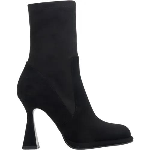 Women`s Ankle Boots with Funnel Heel made of Genuine Velour Er00113867 , female, Sizes: 3 UK, 6 UK, 4 UK - Estro - Modalova