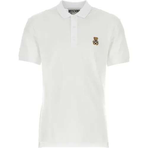 Weißes Piquet Polo Shirt , Herren, Größe: 2XL - Moschino - Modalova