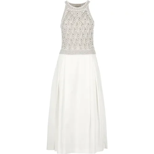 Weiße Baumwoll-Langes Kleid Häkelspitze - PESERICO - Modalova