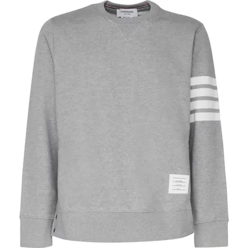 Grey Cotton Sweatshirt Round Collar Long Sleeves , male, Sizes: L, S, XL, M, 2XL - Thom Browne - Modalova