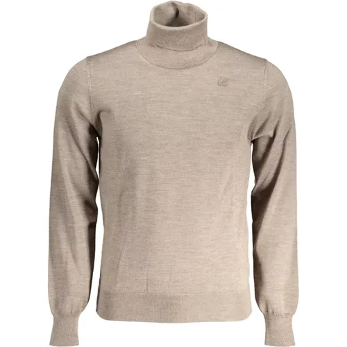 Brauner Pullover mit langen Ärmeln und Logo , Herren, Größe: M - K-way - Modalova