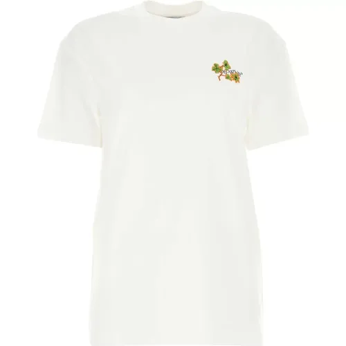 Off , Weiße Baumwoll-T-Shirt für Frauen , Damen, Größe: M - Off White - Modalova