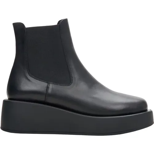 Schwarze Damen Plateaustiefel aus Echtem Leder Er00113883 - Estro - Modalova