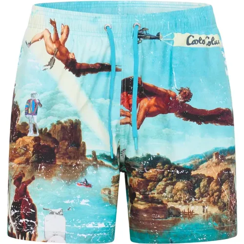 Ikarus Story Swim Shorts , male, Sizes: L, M - carlo colucci - Modalova