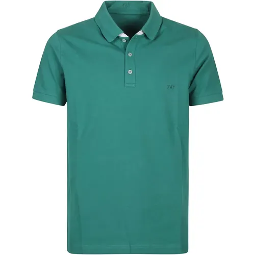 Grünes Piquet Polo Shirt , Herren, Größe: L - Fay - Modalova