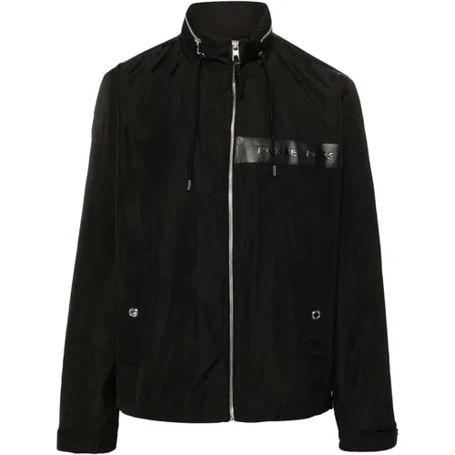 Schwarze Leichte Polyester Windbreaker Jacke , Herren, Größe: L - Michael Kors - Modalova