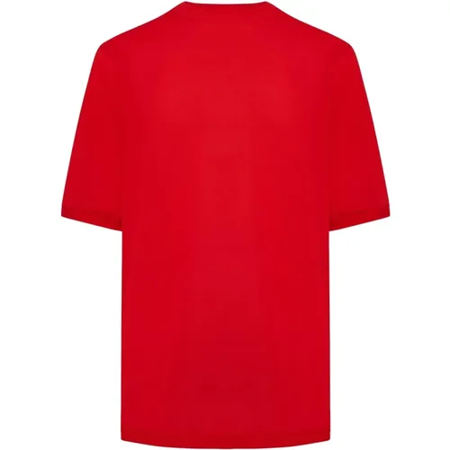 Rotes Baumwoll-T-Shirt - Kurzarm Crew Neck - Kiton - Modalova