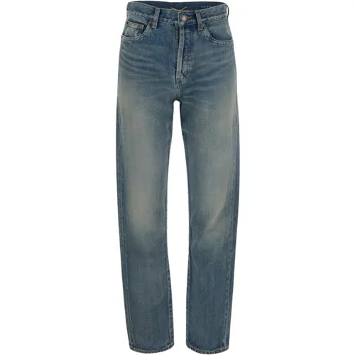 Blaue Jeans mit Gürtelschlaufen - Saint Laurent - Modalova