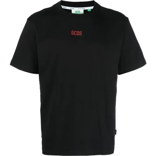 Casual Schwarzes Baumwoll-T-Shirt mit Kurzen Ärmeln , Herren, Größe: M - GCDS - Modalova