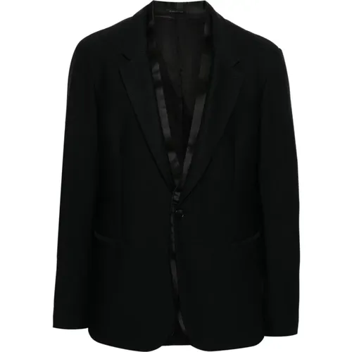 Schwarze Texturierte Finish-Layer-Jacke - Giorgio Armani - Modalova