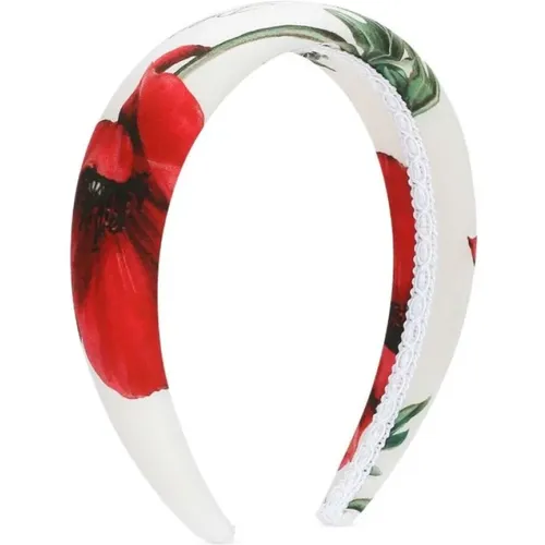 Kids Poppy-print Headband Multicolour , female, Sizes: ONE SIZE - Dolce & Gabbana - Modalova