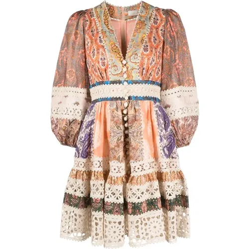 Paisley Print Linen Dress , female, Sizes: M - Zimmermann - Modalova