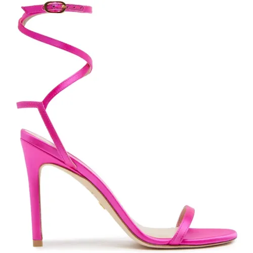 Fuchsia Satin High Heel Sandalen , Damen, Größe: 39 1/2 EU - Stuart Weitzman - Modalova