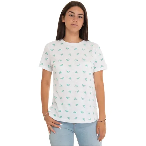 Logo Print Slim Fit Cotton T-shirt , female, Sizes: S, XS, M, XL, L - Emporio Armani - Modalova