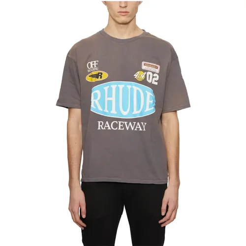 Racing Style Tee , male, Sizes: L - Rhude - Modalova