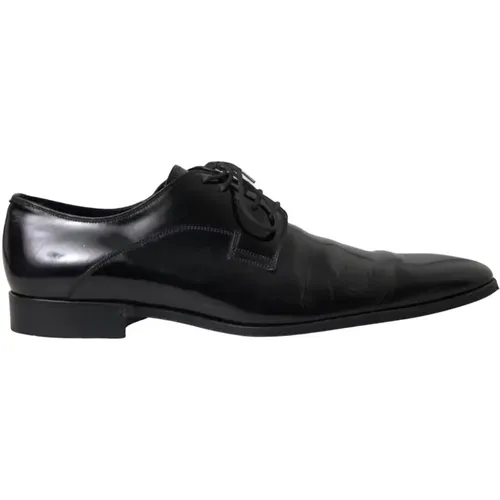 Schwarze Lederschuhe , Herren, Größe: 44 EU - Dolce & Gabbana - Modalova