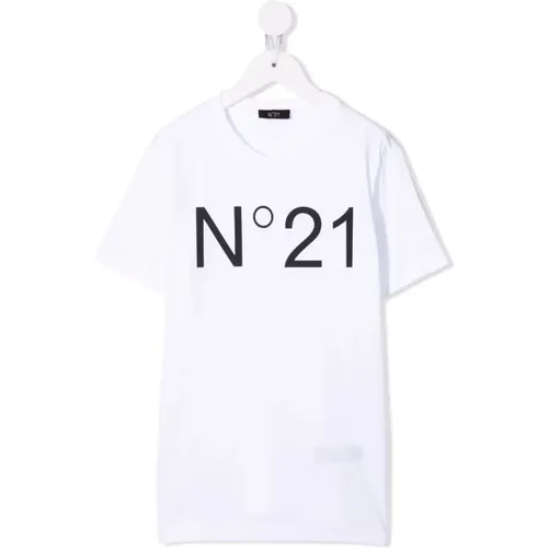 Weiße Baumwoll-Logo-Print T-Shirt - N21 - Modalova