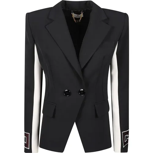 Doppelreihiger Blazer mit Logo-Patch , Damen, Größe: S - Elisabetta Franchi - Modalova