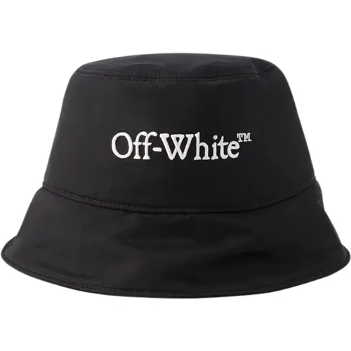 Logo Bucket Hat - Schwarz/Weiß Baumwolle - Off White - Modalova