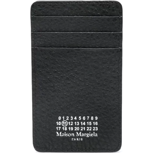 Grained Leather Wallet with Signature Logo , male, Sizes: ONE SIZE - Maison Margiela - Modalova