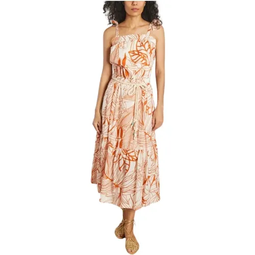 Baumwollkleid mit Foliage-Print , Damen, Größe: M - La Petite Française - Modalova