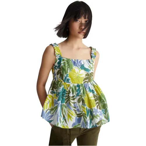 Floral Print Cotton Sleeveless Top , female, Sizes: S - Liu Jo - Modalova