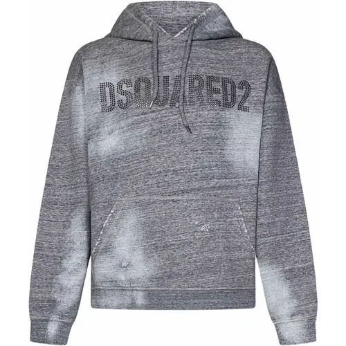 Grauer Pullover mit Nieten , Herren, Größe: S - Dsquared2 - Modalova