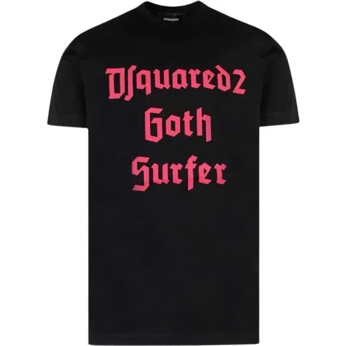 Logo Print T-Shirt - Schwarz , Herren, Größe: L - Dsquared2 - Modalova