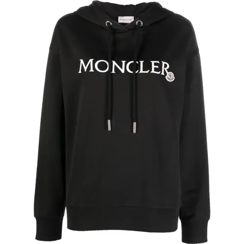 Schwarzer Hoodie Pullover , Damen, Größe: M - Moncler - Modalova