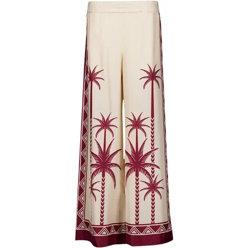 Silk Palm Tree Trousers , female, Sizes: L, XL, S - La DoubleJ - Modalova