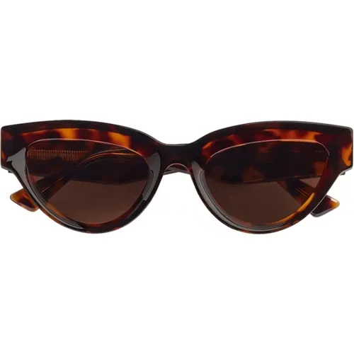 Damen Sonnenbrille in Braun Schildpatt Cateye - Bottega Veneta - Modalova