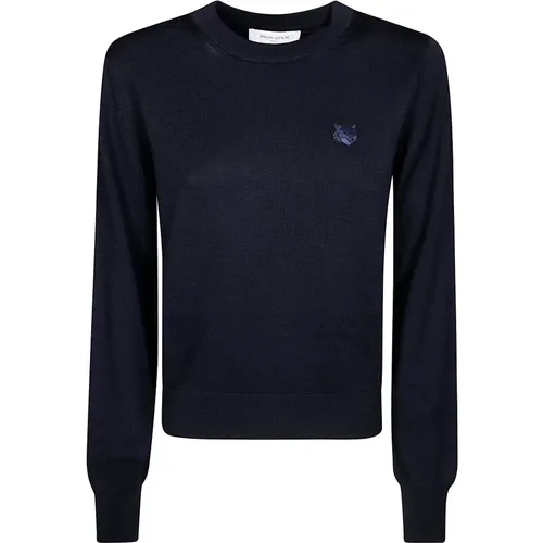 Fox Head Patch Crewneck Sweater , female, Sizes: S, XL, M, XS, L - Maison Kitsuné - Modalova