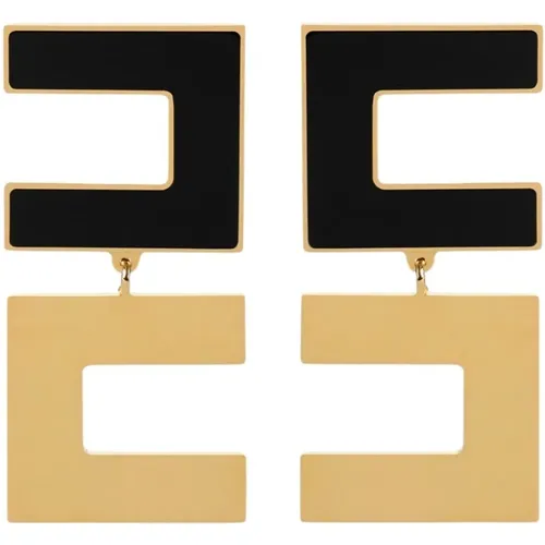 Enamel Logo Earrings , female, Sizes: ONE SIZE - Elisabetta Franchi - Modalova