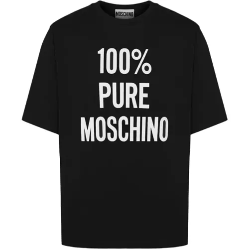 Klassisches Schwarzes T-Shirt , Herren, Größe: L - Moschino - Modalova