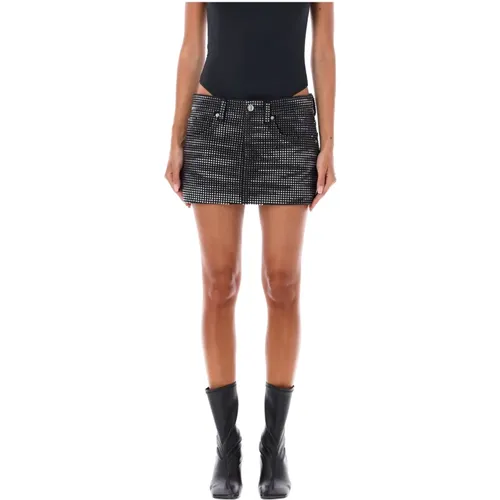 Kristall Mini Rock Gewaschen Schwarz , Damen, Größe: W26 - alexander wang - Modalova