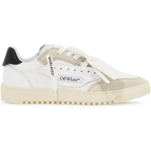 Canvas Sneakers with Leather Details , female, Sizes: 7 UK, 3 UK, 4 UK, 8 UK, 6 UK - Off White - Modalova