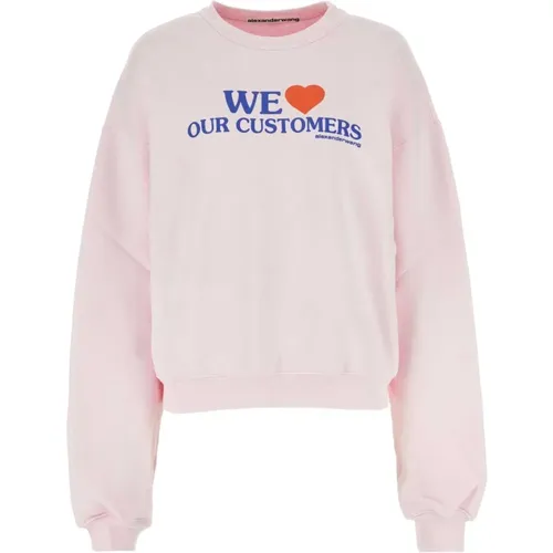 Pastellrosa Baumwoll-Sweatshirt , Damen, Größe: XS - alexander wang - Modalova