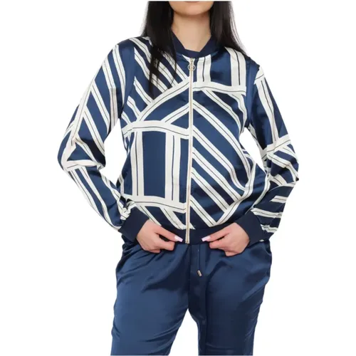 Satin Zip Sweatshirt with Pattern , female, Sizes: L - Liu Jo - Modalova