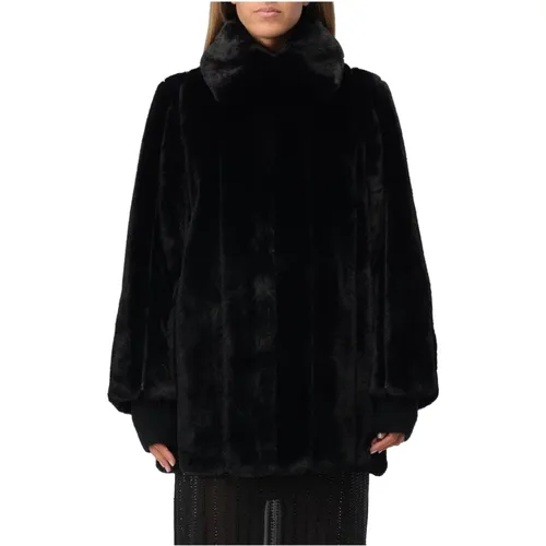 Schwarzer Shearling Reißverschlussmantel , Damen, Größe: XS - PATRIZIA PEPE - Modalova