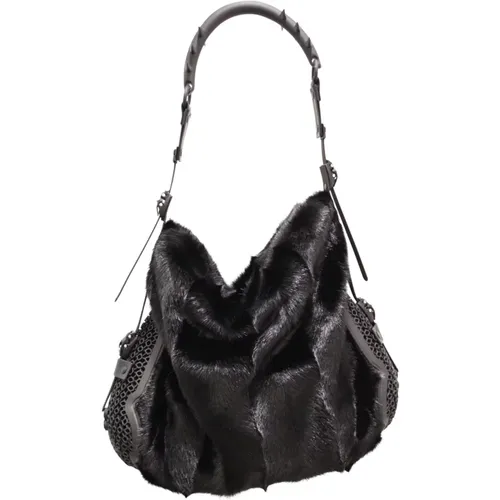 Faux Fur Obo Bag with Adjustable Strap , female, Sizes: ONE SIZE - Innerraum - Modalova
