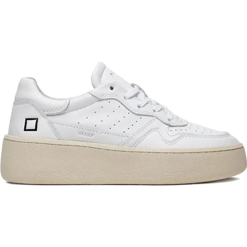 Leather Low Sneakers with Perforated Toe , female, Sizes: 3 UK, 7 UK, 5 UK, 4 UK, 6 UK - D.a.t.e. - Modalova