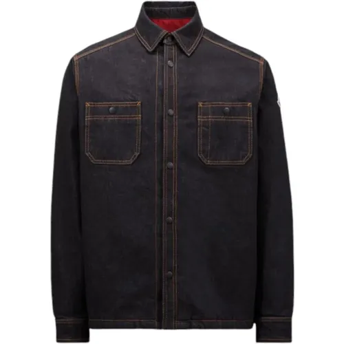 Dark Denim Shirt with Rainwear Lining , male, Sizes: S - Moncler - Modalova